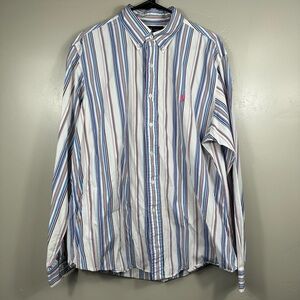 Vintage Ralph Lauren Men’s Small Pony Striped Button Down Shirt Size XL